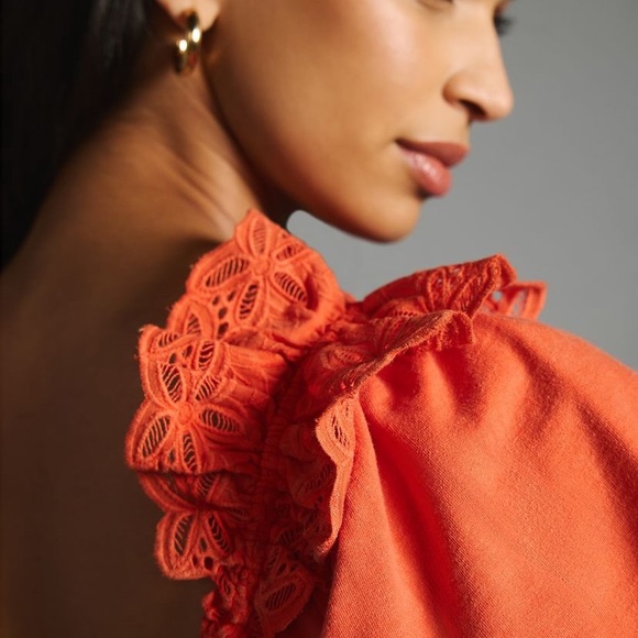 Anthro Pilcro Eyelet Ruffle Top - Picture 3 of 7